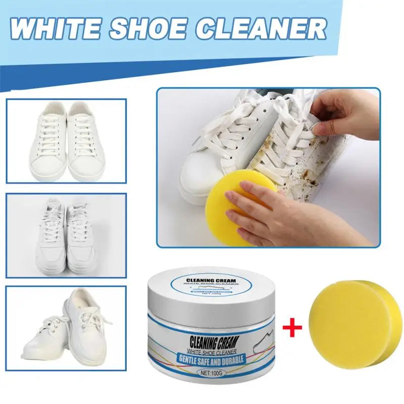 120g Shoes Shoe Cleaning Cream Multifunctional Stains Remover Shoes Whitening Cleansing Cream With Wipe Sponge For Shoes Sneaker